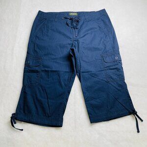 NWT Eddie Bauer Womens Blue Ultra Modern Drawstring Cargo Capri Pants Size 16